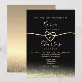 Convite Casamento Preto e Dourado Moderno