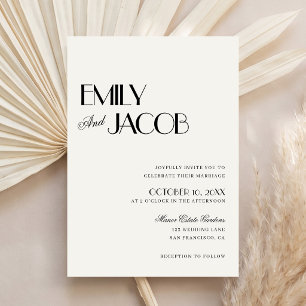 Convite Casamento Preto e Marfim Art Déco Clássico de Dinh