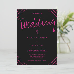 Convite Casamento Preto e Rosa da Linha de Borda