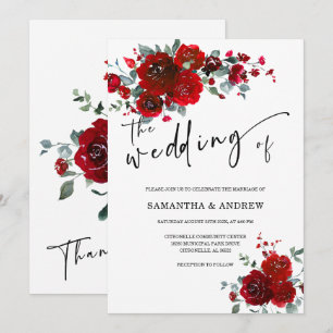 Convite Casamento Preto e Vermelho