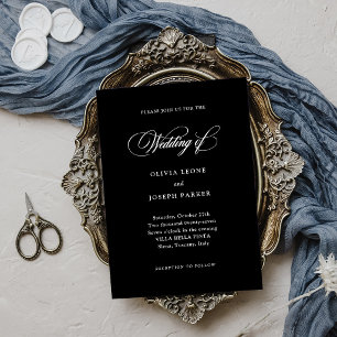 Convite Casamento Preto Elegância Italiana Minimalista