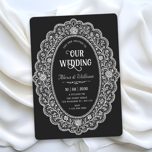 Convite Casamento preto elegante (Criador carregado)