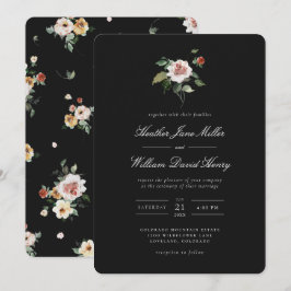 Convite Casamento Preto Floral