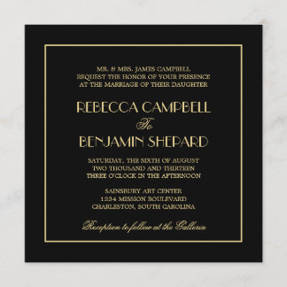 Convite Casamento preto formal chique elegante decadente