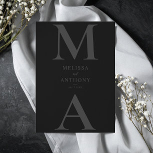 Convite Casamento Preto Fosco Minimalista Moderno