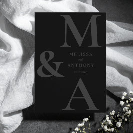 Convite Casamento Preto Fosco Minimalista Moderno