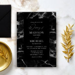 Convite Casamento Preto Marble 2<br><div class="desc">Envie convites bonitos,  de artistas projetados e de alta qualidade e deixe seus convidados animados com seu belo casamento com seus Convites de Casamento de Marte Negra.</div>