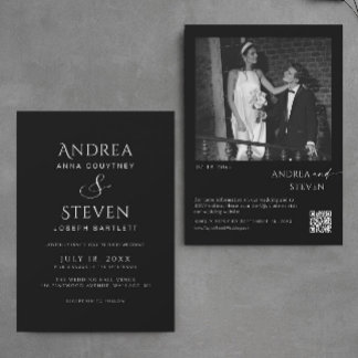 Convite Casamento Preto Minimalista