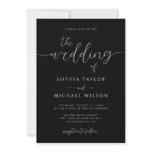 Casamento Preto Minimalista Moderno Caligrafia