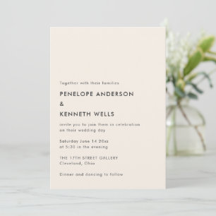 Convite Casamento Preto Minimalista Simples Marfim Moderno