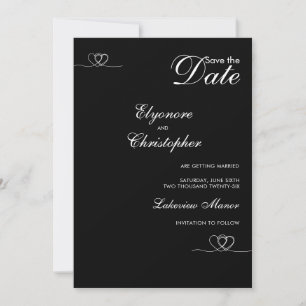 Convite Casamento Preto Moderno Chic Salve A Data