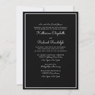 Convite Casamento Preto Pais Formal & Elegante