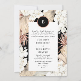 Convite Casamento Preto Pampas e Rosa