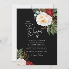 Convite Casamento Preto Personalizável de Peões Aquosos