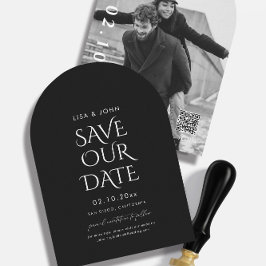 Convite Casamento Preto Salva o Arco Fotográfico de Data