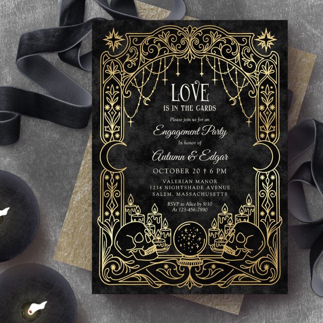 Convite Casamento Preto Tarot Halloween Gótico (Criador carregado)