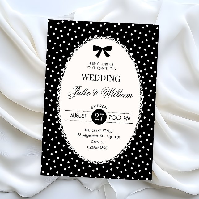 Convite Casamento preto vintage (Criador carregado)