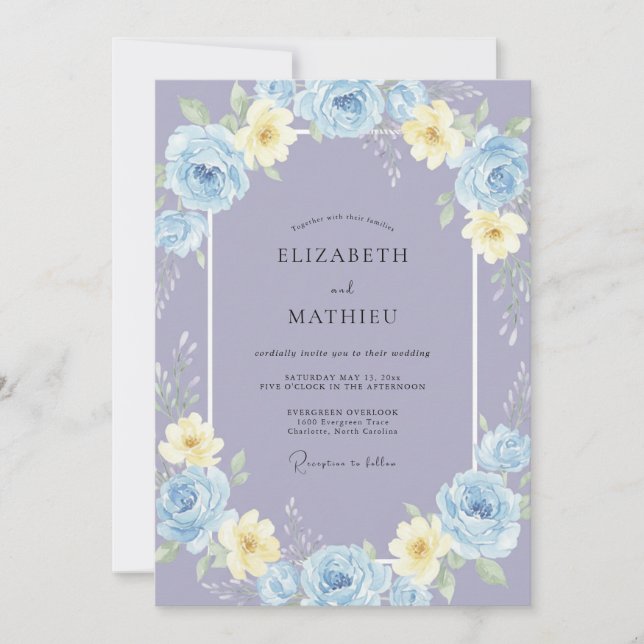 Convite Casamento Primavera Atmosfera Violeta (Frente)
