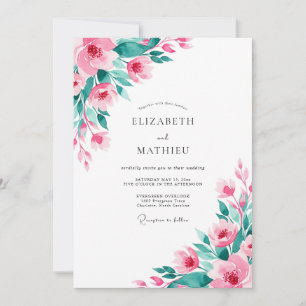 Convite Casamento Primavera Atmosférico Rosa Turquesa