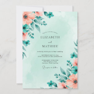 Convite Casamento Primavera Atmosférico Verde Menta