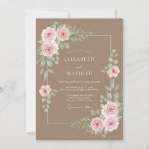 Convite Casamento Primavera Caprichoso Mocha
