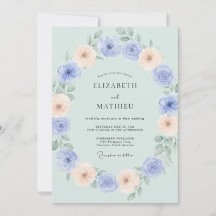Convite Casamento Primavera com Aguarela Verde Menta