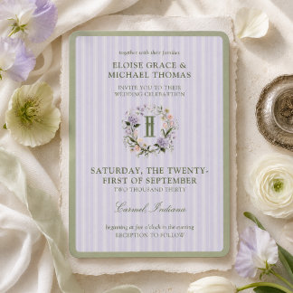Convite Casamento Primavera com Crista Floral de Faixa Lav