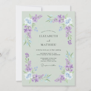 Convite Casamento Primavera em Verde Salvia em Cascata