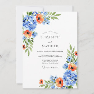 Convite Casamento Primavera Flor de Laranjeira Azul