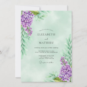 Convite Casamento Primavera Flor de Lavanda Verde
