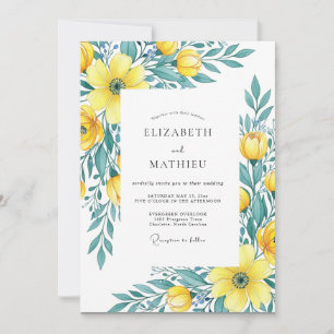 Convite Casamento Primavera Lustroso Amarelo Azul