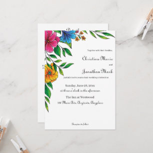 Convite Casamento Primavera Verão Flor Brilhante
