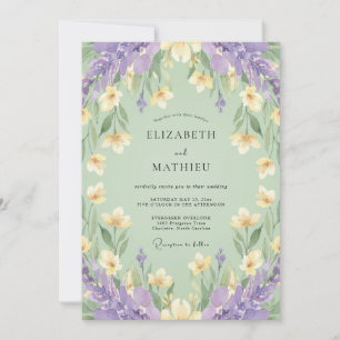 Convite Casamento Primavera Verde Salvia Lavanda