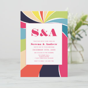 Convite Casamento Psicodélico Colorido com Groovy Swirl