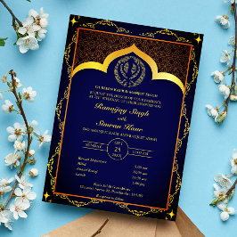 Convite Casamento Punjabi Sikh Anand Karaj Floral