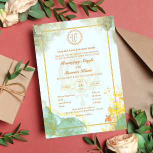Convite Casamento Punjabi Sikh Anand Karaj Ouro