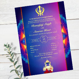 Convite Casamento Punjabi Sikh Anand Karaj Ouro