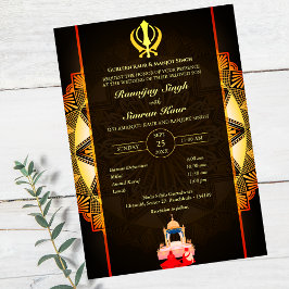 Convite Casamento Punjabi Sikh Anand Karaj Ouro