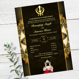 Convite Casamento Punjabi Sikh Anand Karaj Ouro