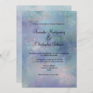 Convite Casamento Purple Blue Misty Watercolor