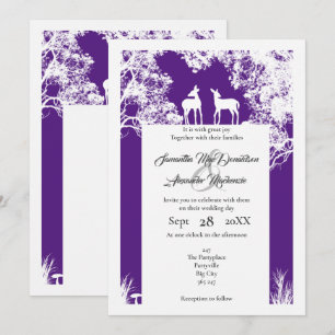 Convite Casamento púrpura de papelão de madeira