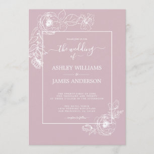 Convite Casamento Púrpura de Pastel Pastel de Script Chic