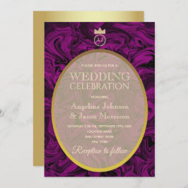 Convite Casamento Púrpura Elegante Simples