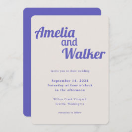 Convite Casamento Púrpura Perfeito de Retro Delight