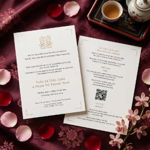 Convite Casamento QR Bilingue Moderno Vietnamita Inglês