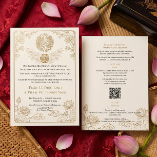 Convite Casamento QR Bilingue Moderno Vietnamita Inglês
