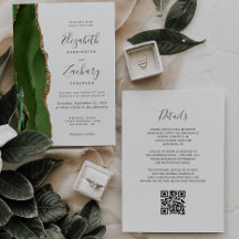 Casamento QR Code Ágata Dourada Verde Caçador Mode