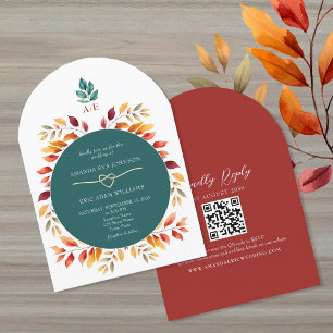 Convite Casamento QR Code Boho Outono