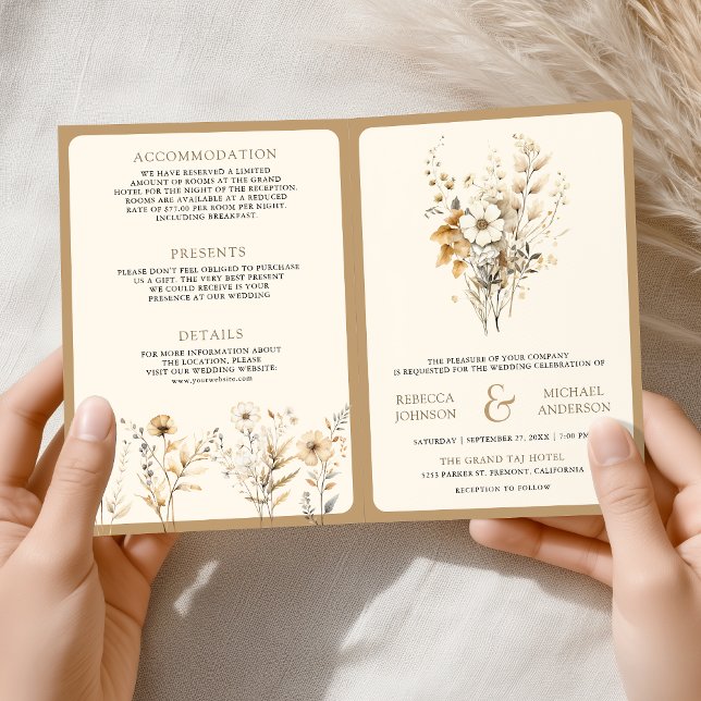Convite Casamento QR Code de Flor Silvestre Boho Outono (Criador carregado)