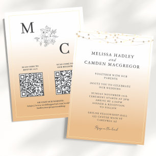 Convite Casamento QR Code Elegante em Tons Terrosos